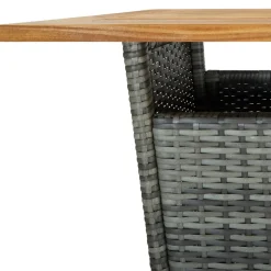 vidaXL 3-delige Tuinbarset met kussens poly rattan grijs
