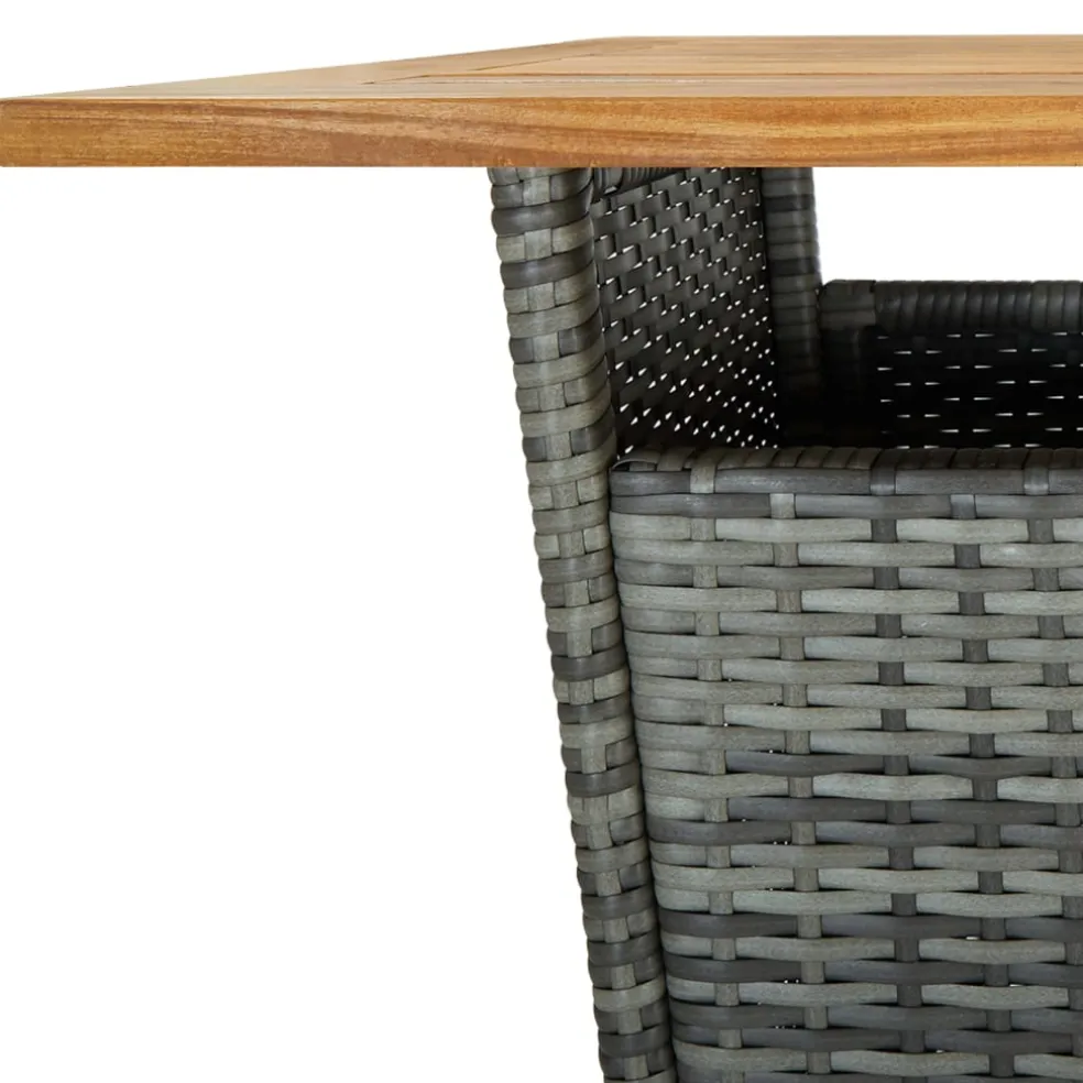 vidaXL 3-delige Tuinbarset met kussens poly rattan grijs