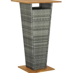 vidaXL 3-delige Tuinbarset met kussens poly rattan grijs