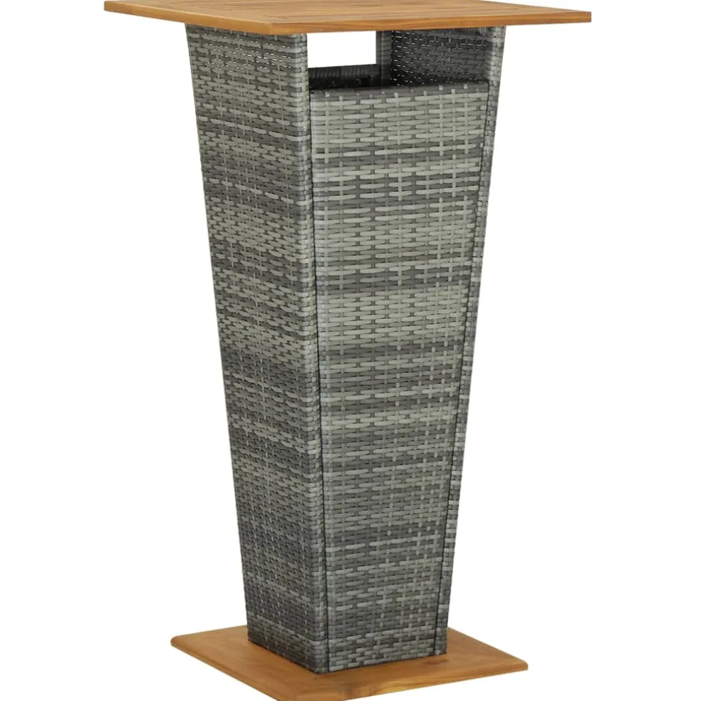 vidaXL 3-delige Tuinbarset met kussens poly rattan grijs