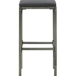 vidaXL 3-delige Tuinbarset met kussens poly rattan grijs