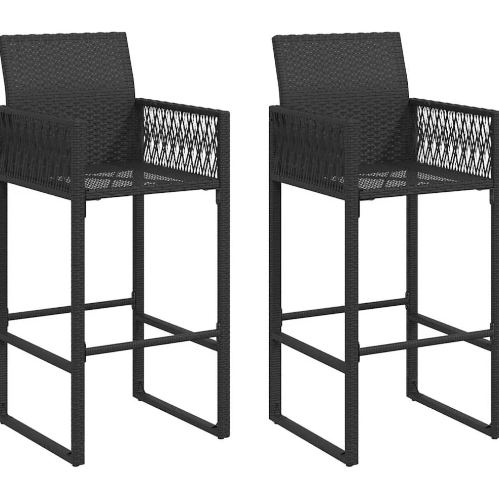 vidaXL 3-delige Tuinbarset zonder kussens poly rattan acacia zwart