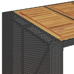 vidaXL 3-delige Tuinbarset zonder kussens poly rattan acacia zwart