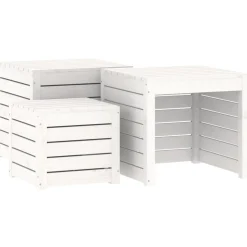 vidaXL 4-delige Tuinboxset massief grenenhout wit