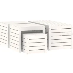 vidaXL 4-delige Tuinboxset massief grenenhout wit