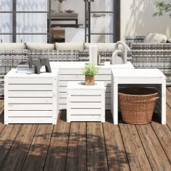 vidaXL 4-delige Tuinboxset massief grenenhout wit