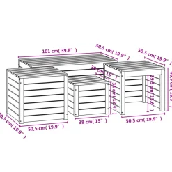 vidaXL 4-delige Tuinboxset massief grenenhout wit