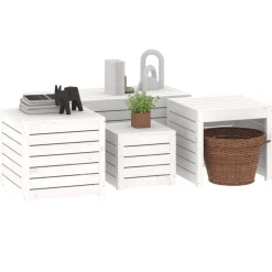 vidaXL 4-delige Tuinboxset massief grenenhout wit