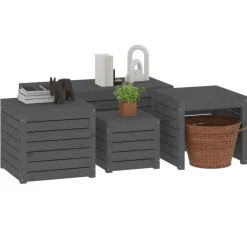 vidaXL 4-delige Tuinboxset massief grenenhout grijs