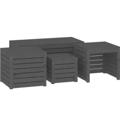 vidaXL 4-delige Tuinboxset massief grenenhout grijs