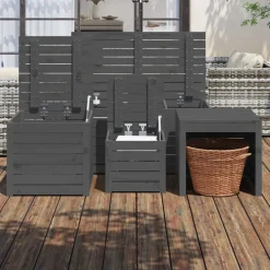 vidaXL 4-delige Tuinboxset massief grenenhout grijs