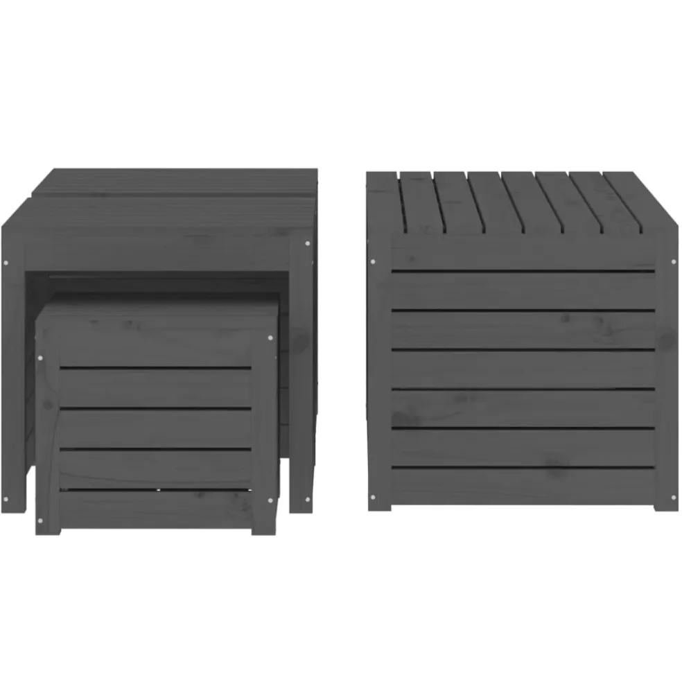 vidaXL 4-delige Tuinboxset massief grenenhout grijs