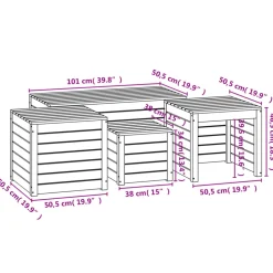 vidaXL 4-delige Tuinboxset massief grenenhout grijs