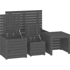 vidaXL 4-delige Tuinboxset massief grenenhout grijs