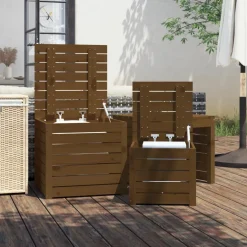 vidaXL 3-delige Tuinboxset massief grenenhout honingbruin