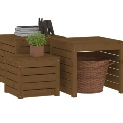 vidaXL 3-delige Tuinboxset massief grenenhout honingbruin