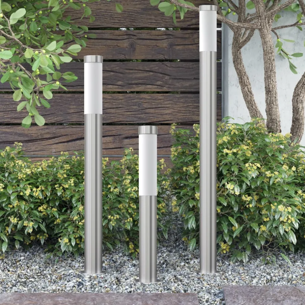 vidaXL 3-delige Tuinlampenset waterdicht roestvrij staal