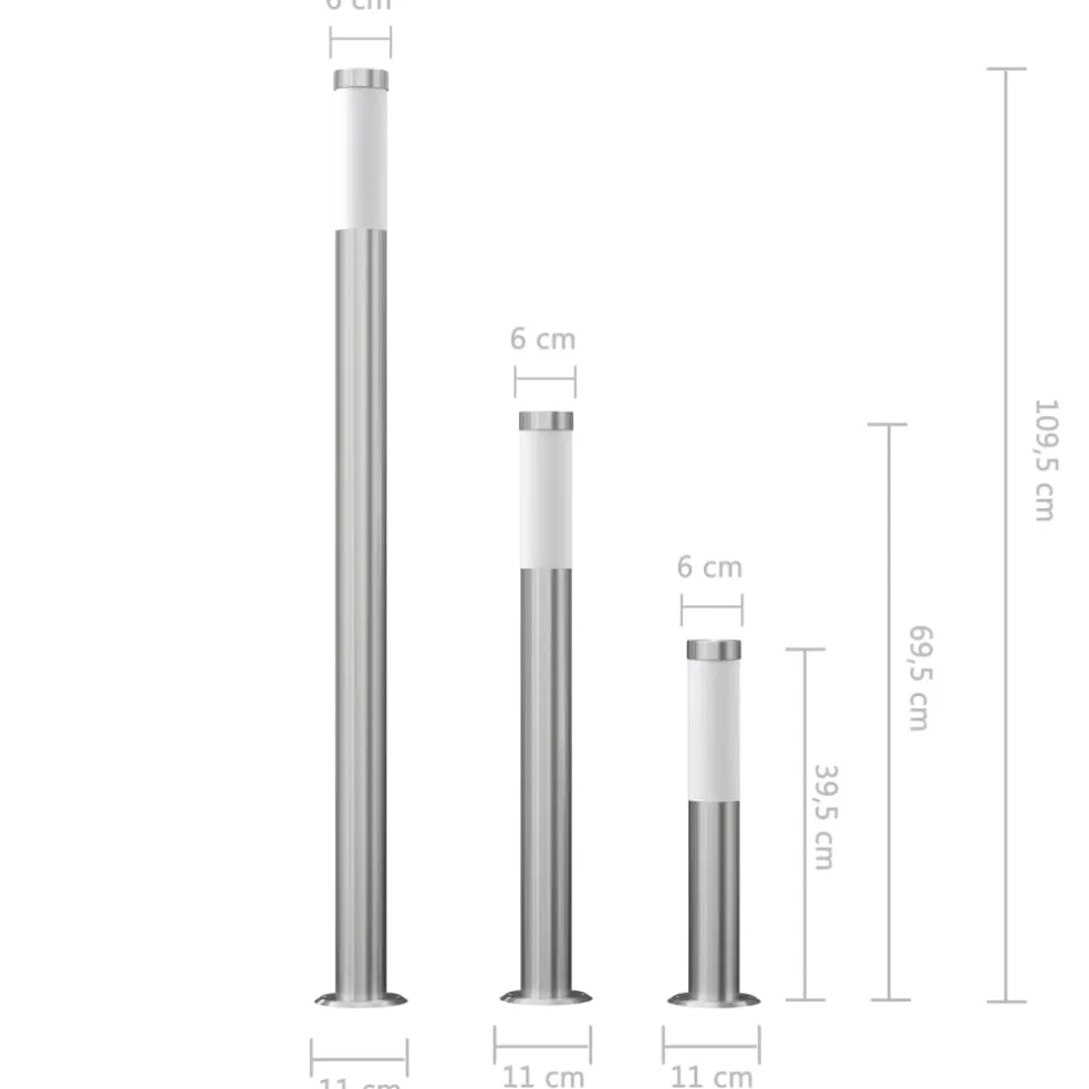 vidaXL 3-delige Tuinlampenset waterdicht roestvrij staal
