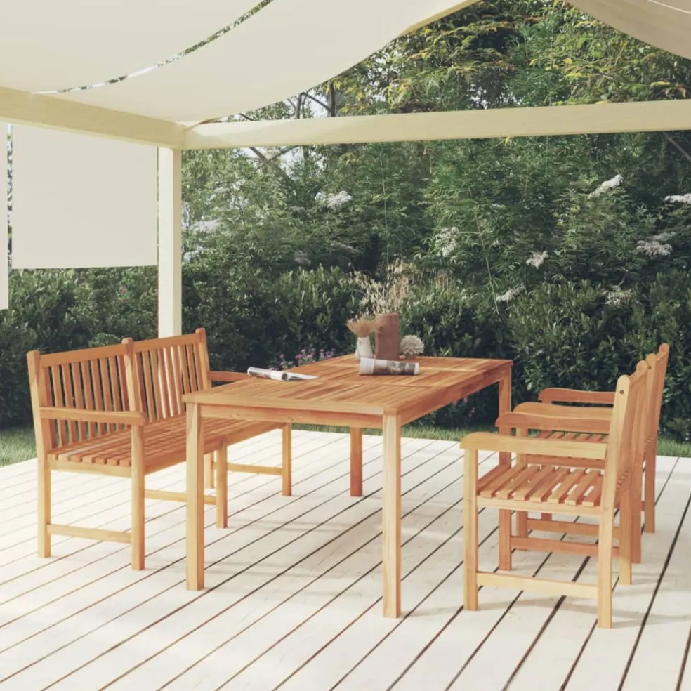 vidaXL 4-delige Tuinset massief teakhout