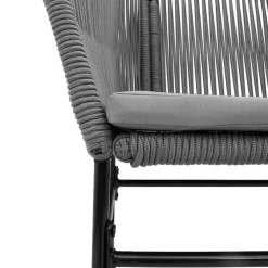 vidaXL 3-delige Tuinset met kussens poly rattan glas grijs