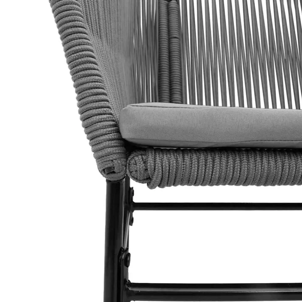 vidaXL 3-delige Tuinset met kussens poly rattan glas grijs