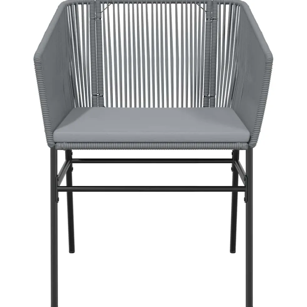 vidaXL 3-delige Tuinset met kussens poly rattan glas grijs