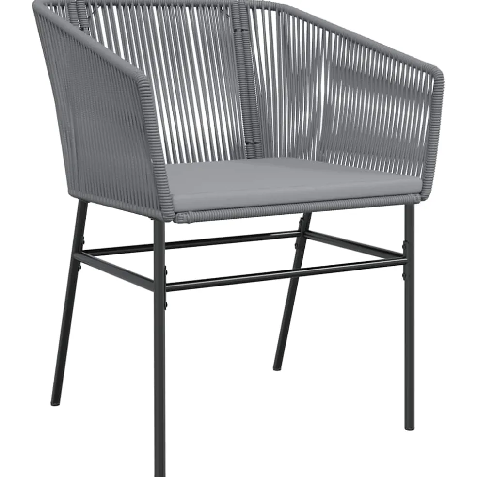 vidaXL 3-delige Tuinset met kussens poly rattan glas grijs