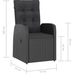 vidaXL 9-delige Tuinset met kussens poly rattan zwart