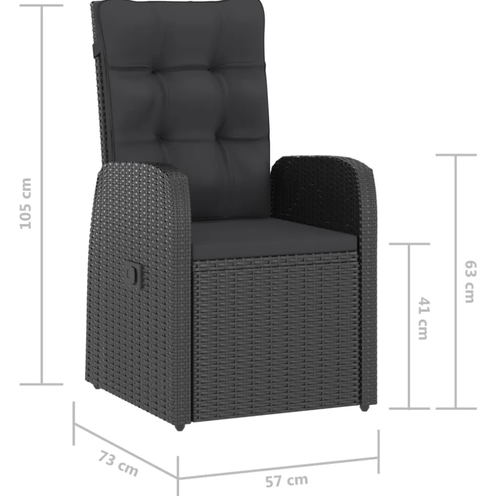 vidaXL 9-delige Tuinset met kussens poly rattan zwart