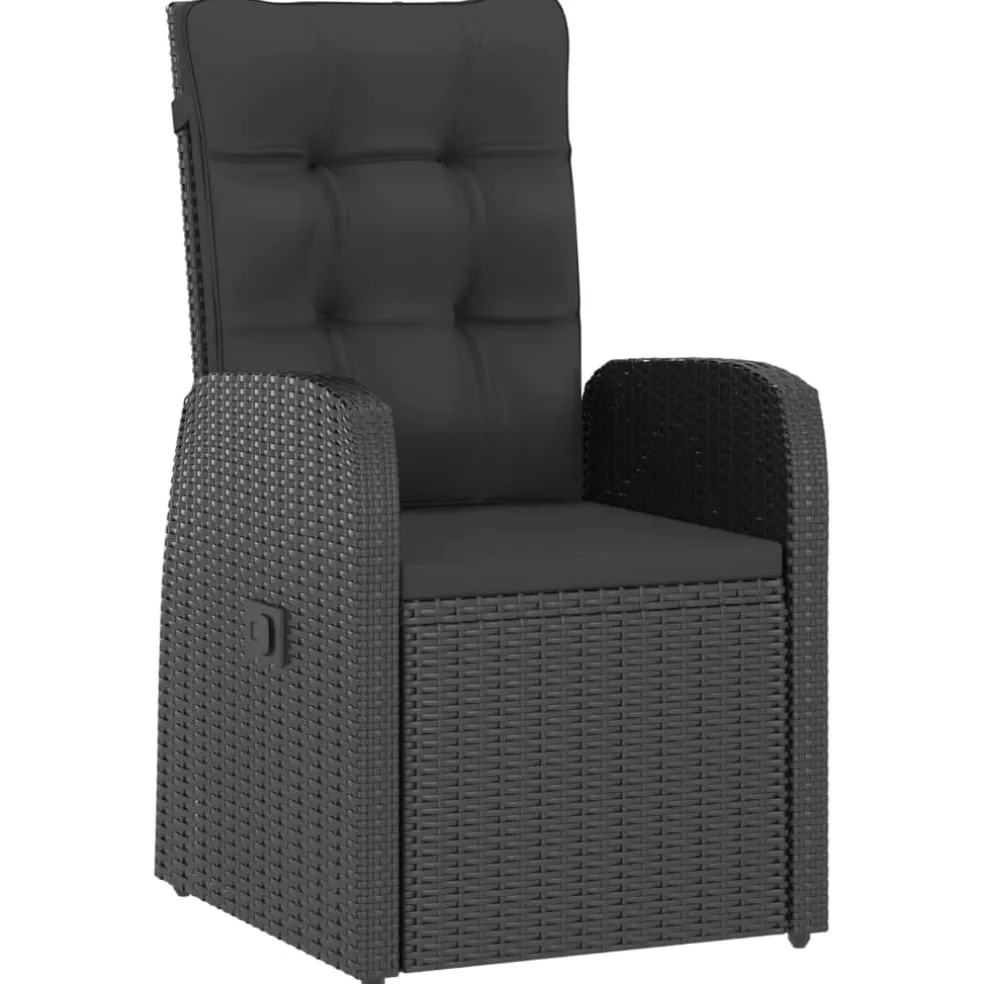 vidaXL 9-delige Tuinset met kussens poly rattan zwart