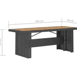 vidaXL 9-delige Tuinset met kussens poly rattan zwart