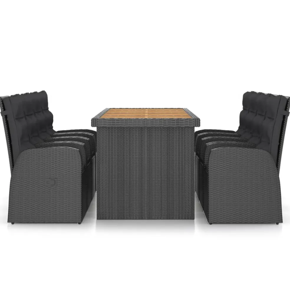 vidaXL 9-delige Tuinset met kussens poly rattan zwart