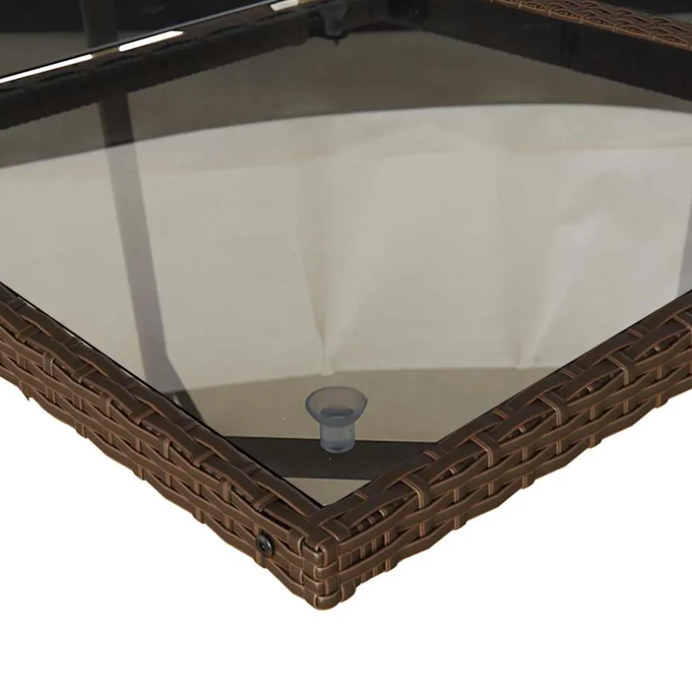 vidaXL 5-delige Tuinset met kussens poly rattan bruin