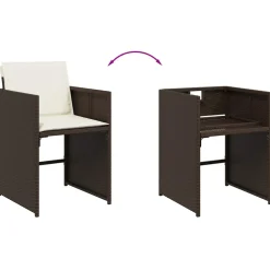 vidaXL 5-delige Tuinset met kussens poly rattan bruin
