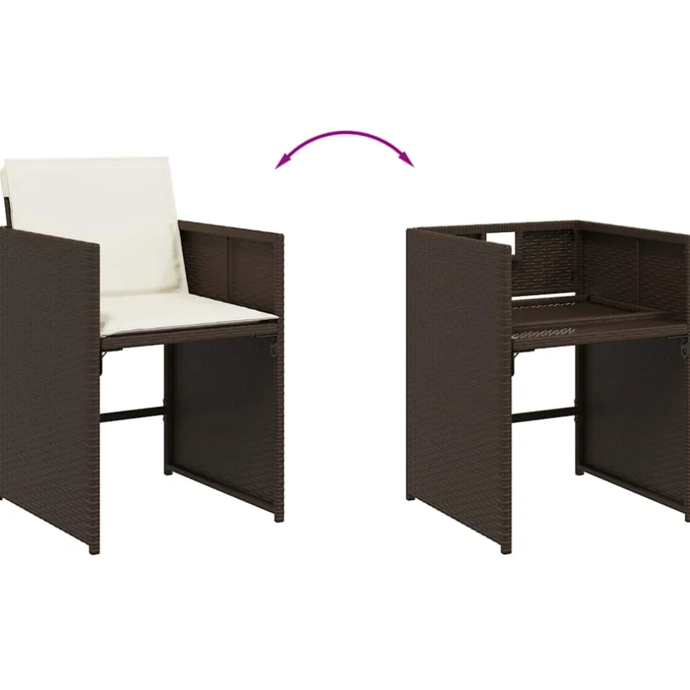 vidaXL 5-delige Tuinset met kussens poly rattan bruin