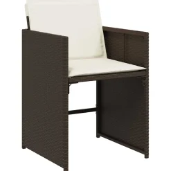 vidaXL 5-delige Tuinset met kussens poly rattan bruin