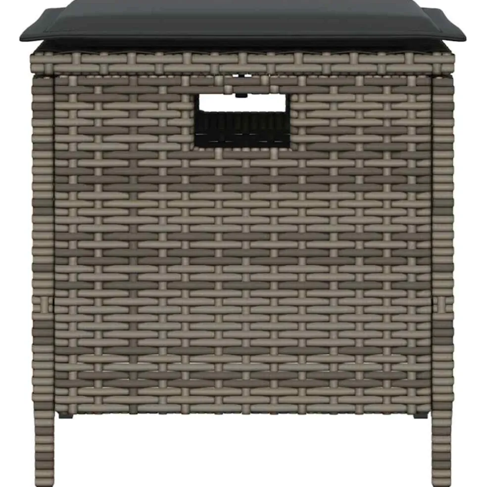 vidaXL 5-delige Tuinset met kussens poly rattan grijs