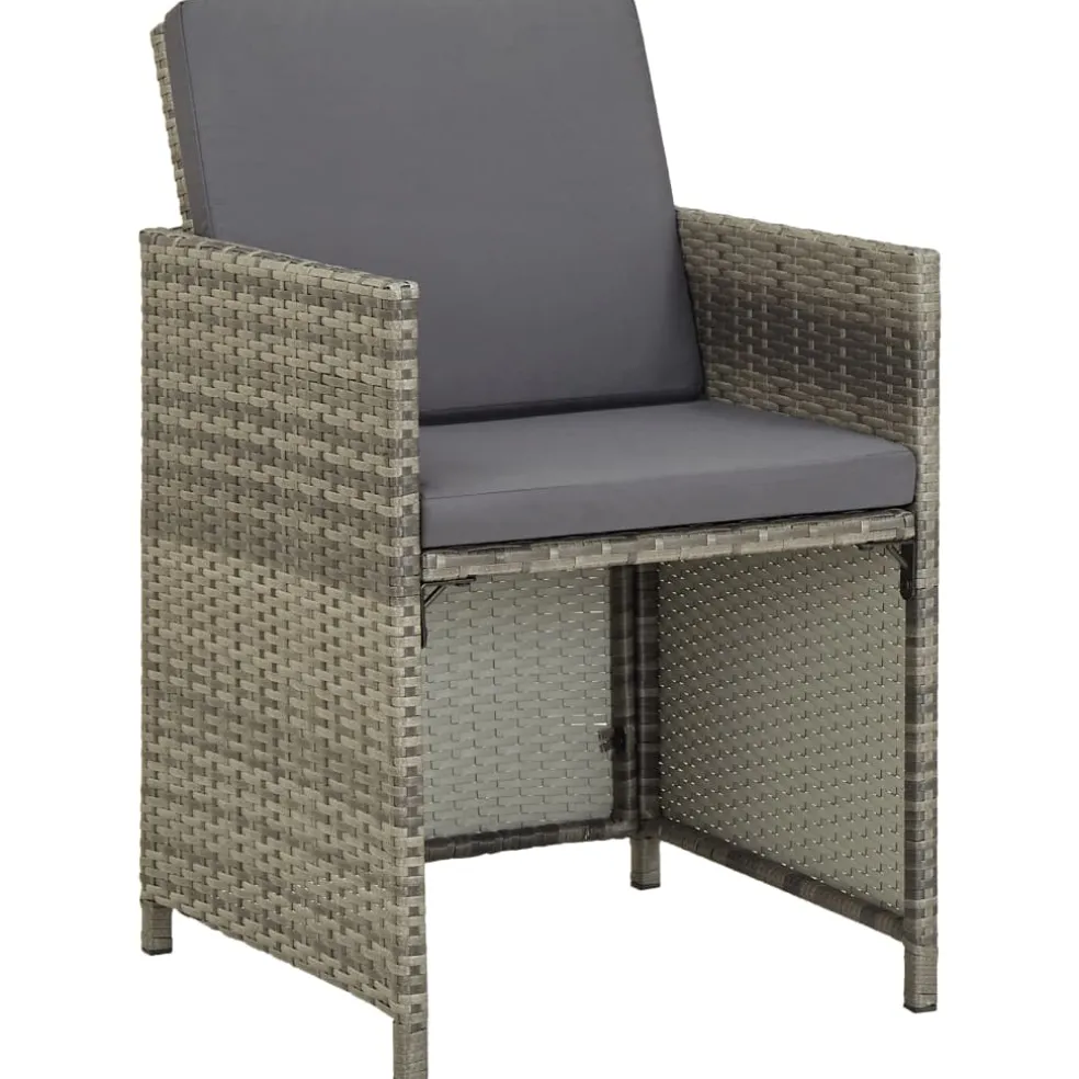 vidaXL 9-delige Tuinset met kussens poly rattan grijs