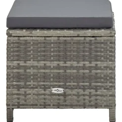 vidaXL 9-delige Tuinset met kussens poly rattan grijs