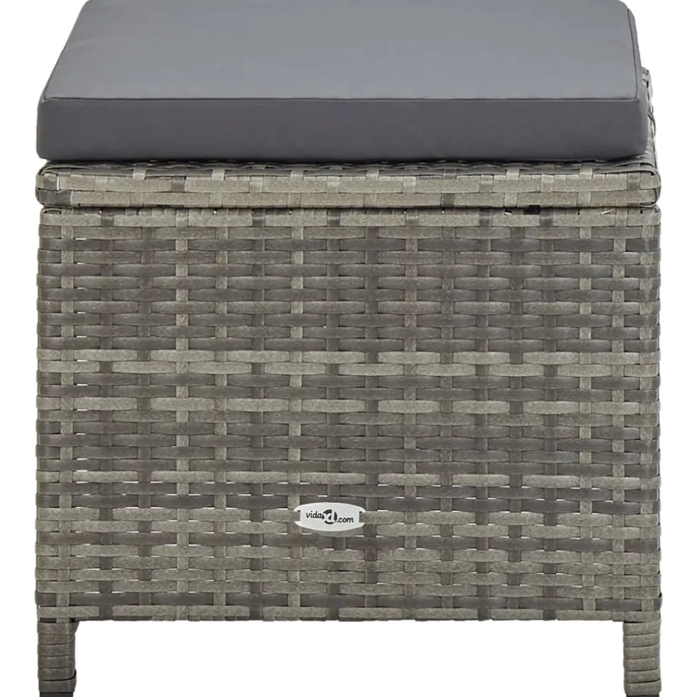 vidaXL 9-delige Tuinset met kussens poly rattan grijs