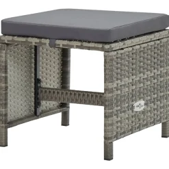 vidaXL 9-delige Tuinset met kussens poly rattan grijs