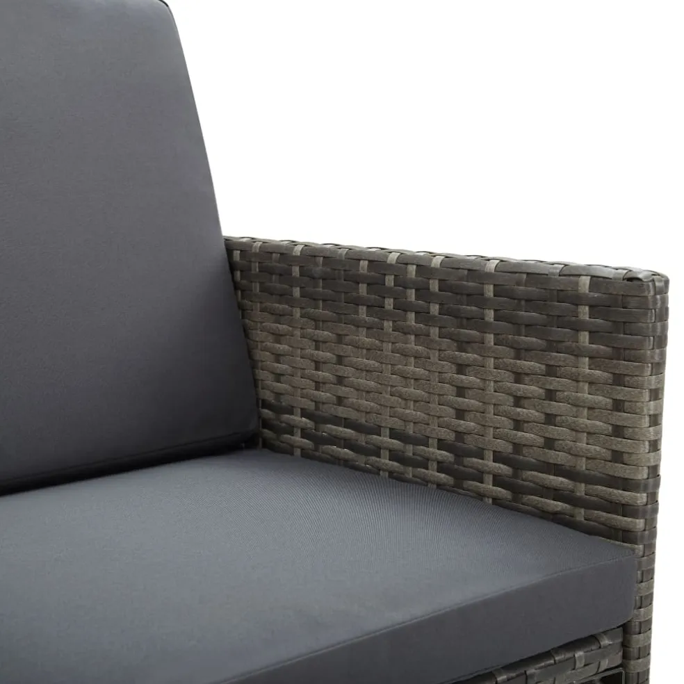 vidaXL 9-delige Tuinset met kussens poly rattan grijs