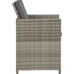 vidaXL 9-delige Tuinset met kussens poly rattan grijs