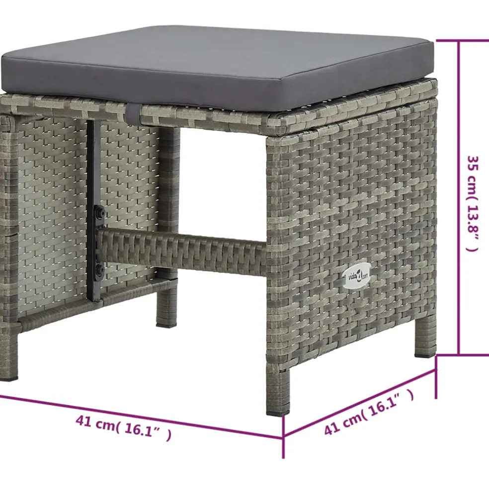 vidaXL 9-delige Tuinset met kussens poly rattan grijs