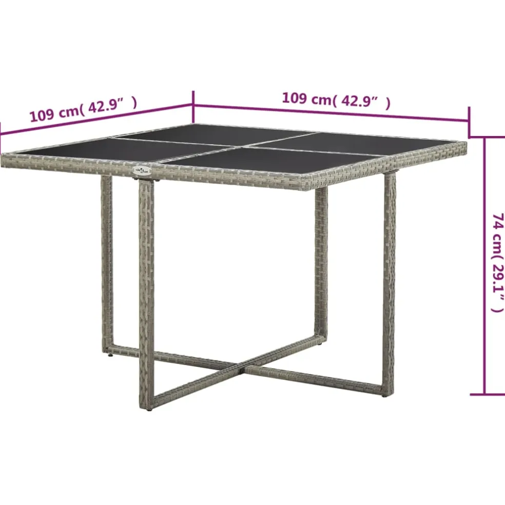 vidaXL 9-delige Tuinset met kussens poly rattan grijs