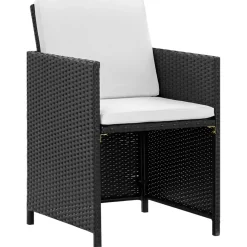 vidaXL 5-delige Tuinset met kussens poly rattan zwart