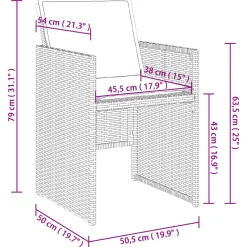 vidaXL 5-delige Tuinset met kussens poly rattan zwart