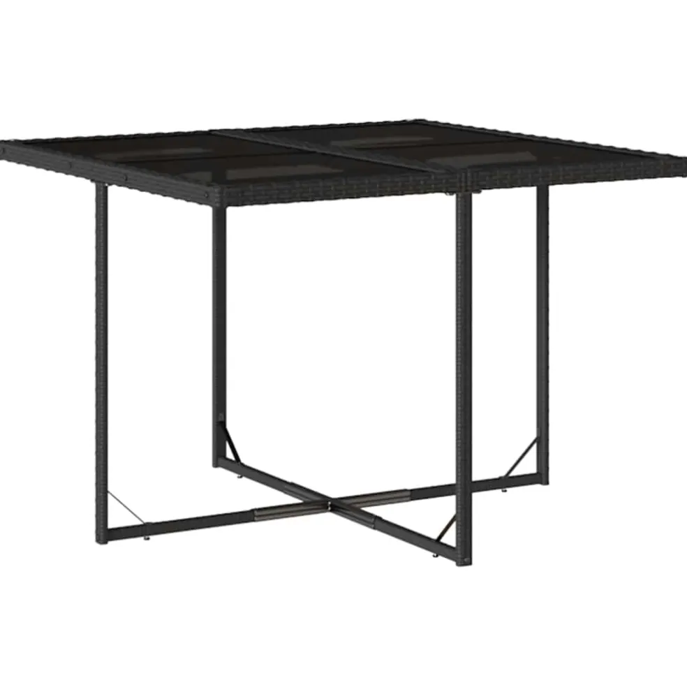 vidaXL 5-delige Tuinset met kussens poly rattan zwart