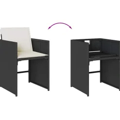 vidaXL 5-delige Tuinset met kussens poly rattan zwart