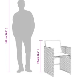 vidaXL 5-delige Tuinset met kussens poly rattan grijs